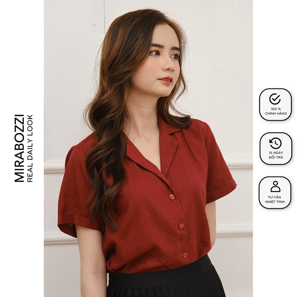 Áo Sơ Mi Nữ Cổ Ngắn Tay Vest Linen MIRABOZZI Trẻ Trung, Phù Hợp Công Sở, Dạo Phố, Đi Học, Chất Liệu Thoáng Mát MSHB017