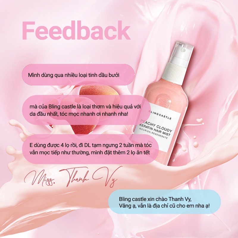 PEACHY CLOUDY Hair Mist - Xịt dưỡng tóc Phục Hồi Hư Tổn -  Keratin Bọt Sữa 110ml | BigBuy360 - bigbuy360.vn