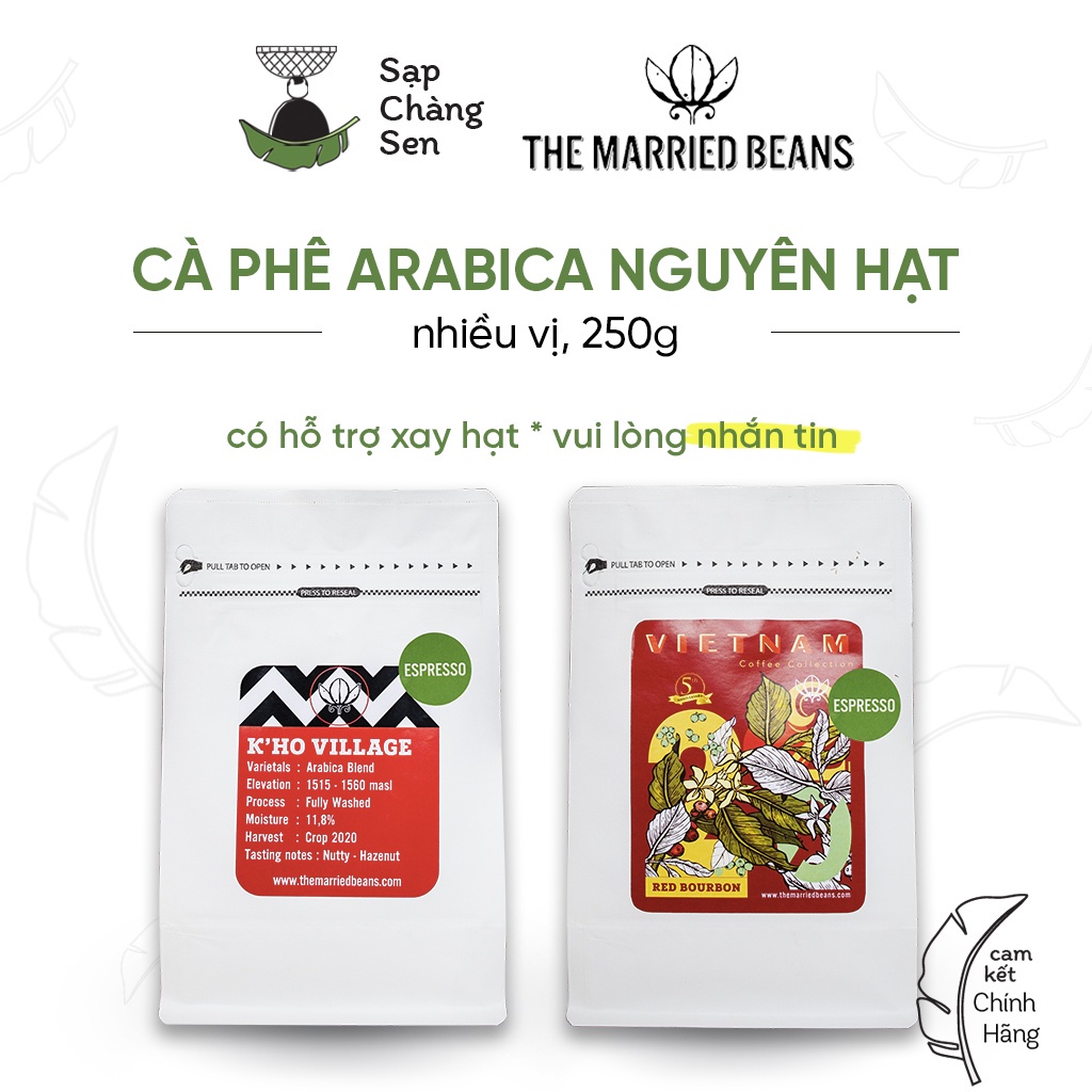 [ Có hỗ trợ xay ] Cà phê Arabica nguyên hạt (The Married Beans) - 250g