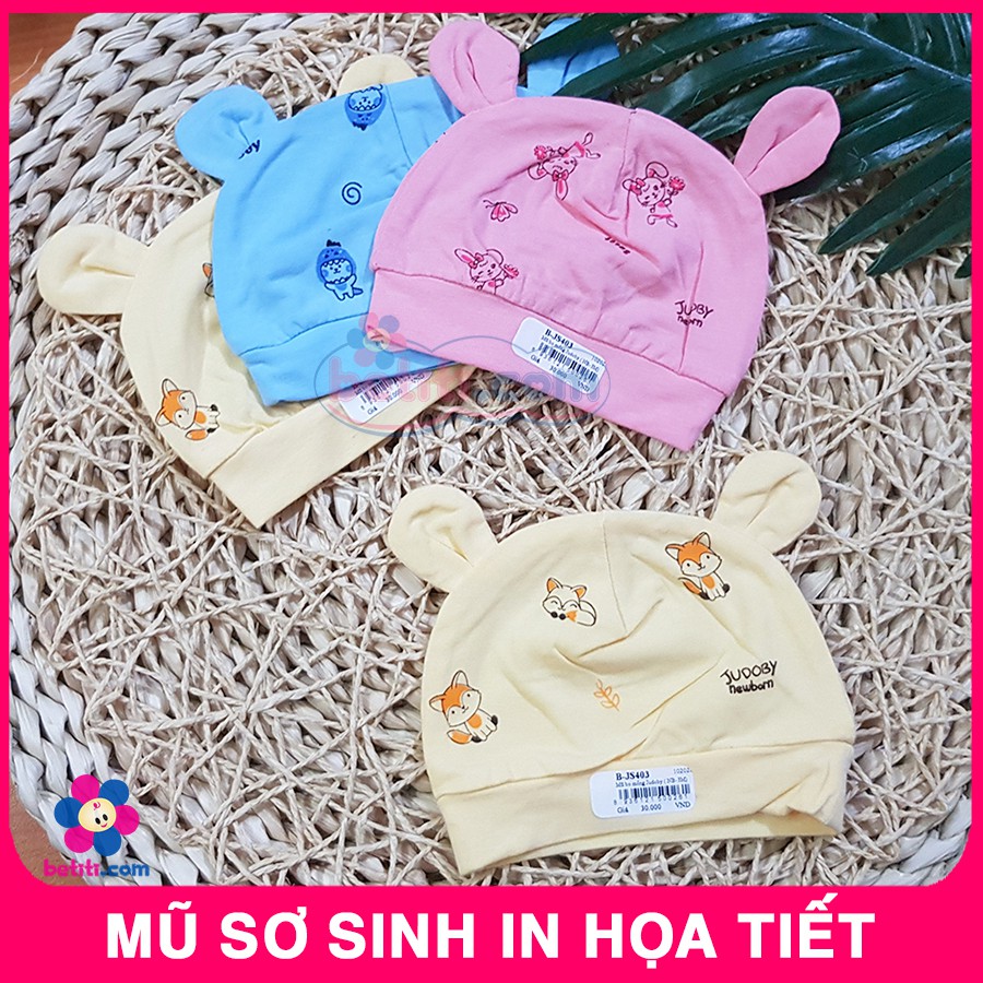 (MŨ HÈ) Mũ Sơ Sinh Bo Phối Tai Dokma In Hình Cho Bé Từ Sơ Sinh Chất Mỏng Mềm Mượt - 8935309203062