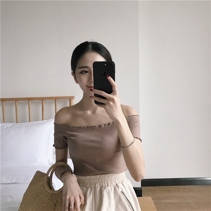[Mã FAMAYWA giảm 10K đơn 50K] Áo Thun Xiaozhainv Trễ Vai Tay Ngắn Ôm Dáng | BigBuy360 - bigbuy360.vn