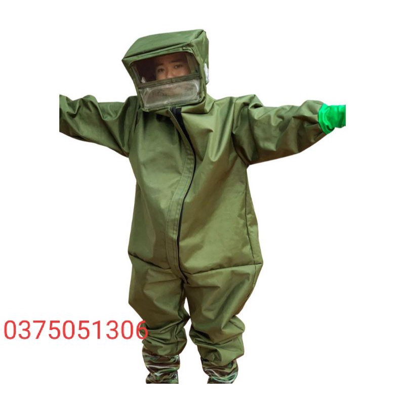 {GIẢM GIÁ KIẾM 5 SAO}BỘ BẮT ONG VẢI  KA KI SIÊU AN TOÀN(liền thân găng tay ủng cải tiến mới)