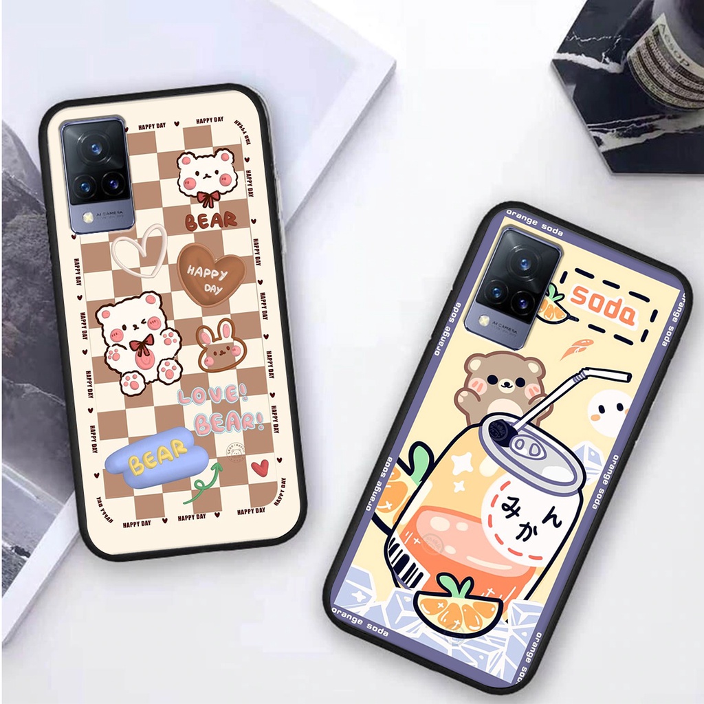 Ốp lưng Vivo V21 5G in hình 3D GẤU cute be@r, soda, happy day cực hot ,thời thượng
