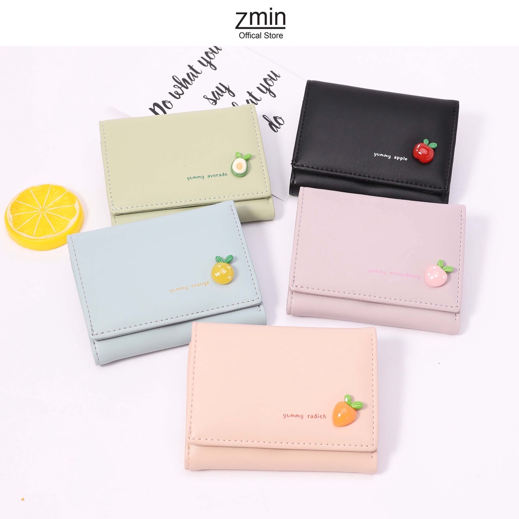 Ví bóp nữ ngắn mini cầm tay Zmin, chất liệu da cao cấp có thể bỏ túi - V044