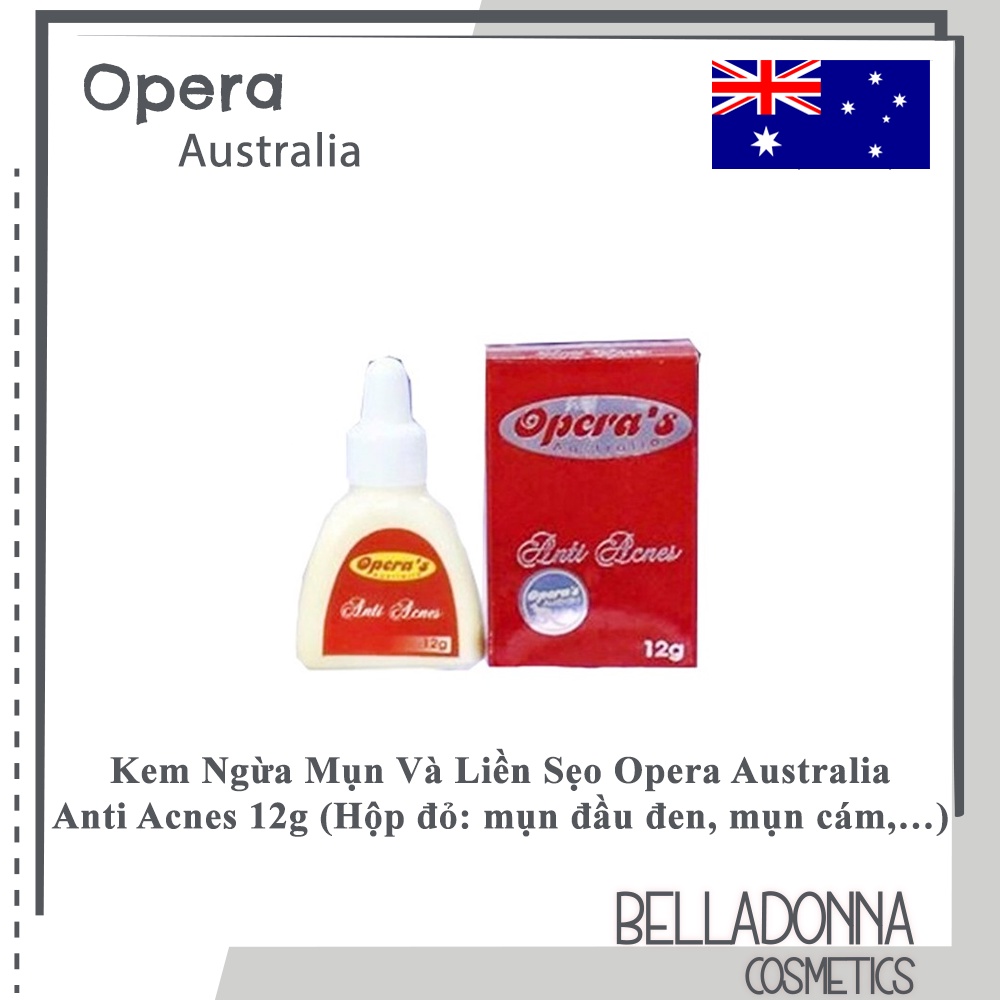 Kem Ngừa Mụn Và Liền Sẹo Opera Australia Anti Acnes 12g (Hộp đỏ: mụn đầu đen, mụn cám,…)