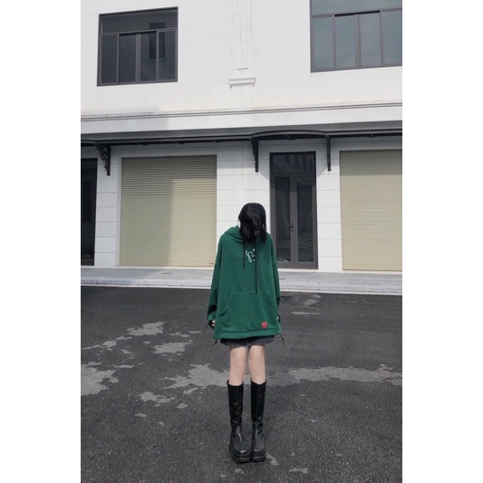 ÁO HOODIE CHÂN CUA FORM RỘNG THÊU LOGO SAMIÉ PREMIUM  - ÁO HOODIE MOSS GREEN DÂY RÚT - HOODIE MÀU XANH LÁ