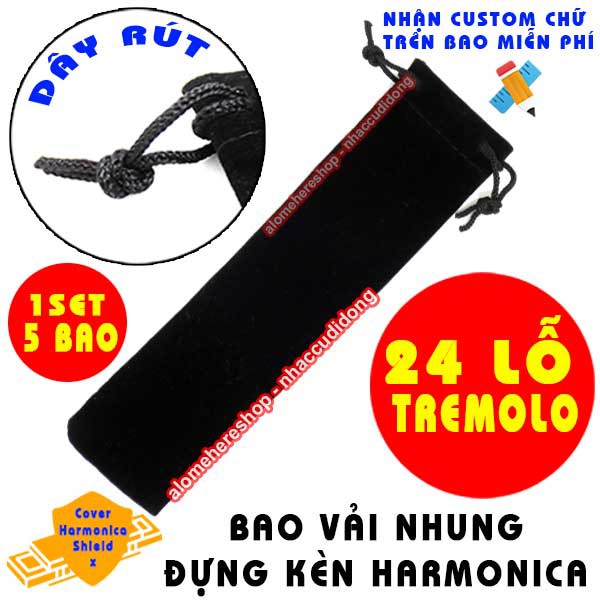 Bộ 5 Bao Nhung Đựng Kèn Harmonica Tremolo 24 Lỗ