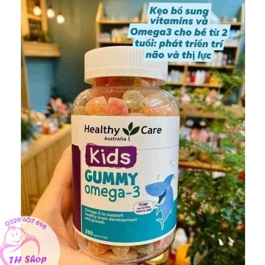 Kẹo Dẻo Healthy Care Kids Gummy Omega 3 Úc 250v Hàng Chuẩn Chính Hãng