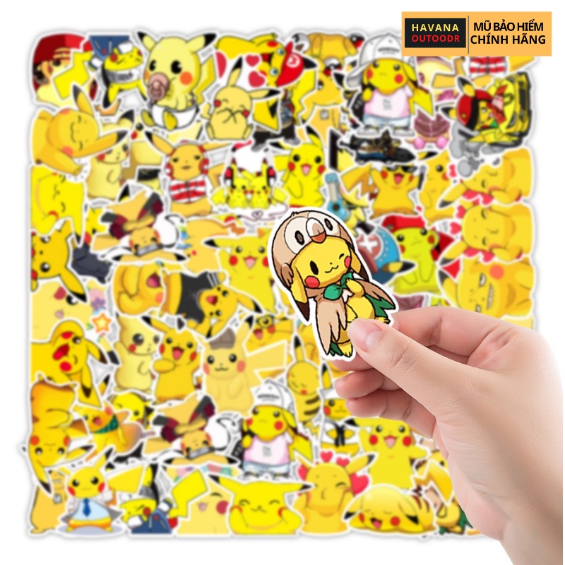 Hình Dán Chống Nước Sticker Pikachu Cute Gắn Mũ Bảo Hiểmm , Vali , Laptop , Ván Trượt .. Havana Store