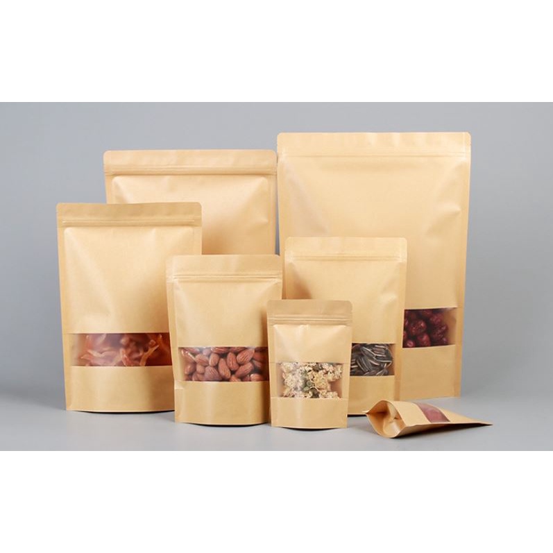 Túi Zip Kraft Đựng Thực Phẩm Có Cửa Sổ