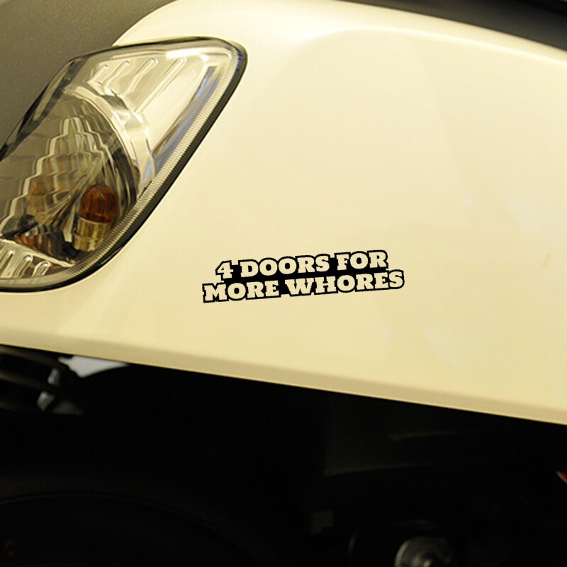 Miếng sticker &quot;4 DOORS FOR MORE WHORES&quot; dán trang trí ô tô kích thước 16cm x 3cm