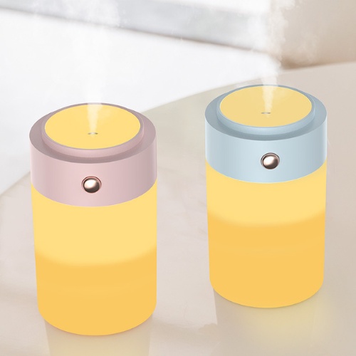 Máy phun sương tạo ẩm không khí kết hợp đèn ngủ hình trụ màu trắng/hồng/xanh 250ML