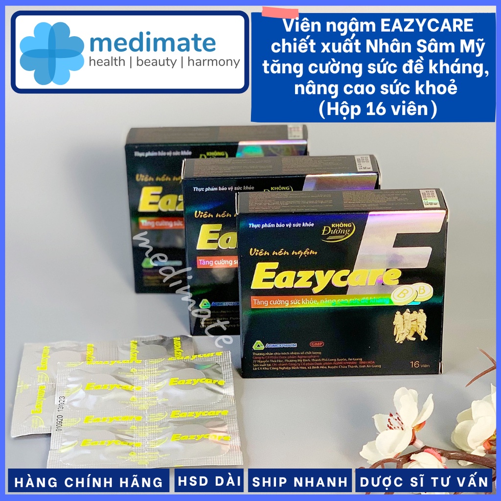 Kẹo sâm EAZYCARE với chiết xuất Nhân Sâm Mỹ giúp tăng cường sức đề kháng, nâng cao thể trạng (Hộp 16 viên)