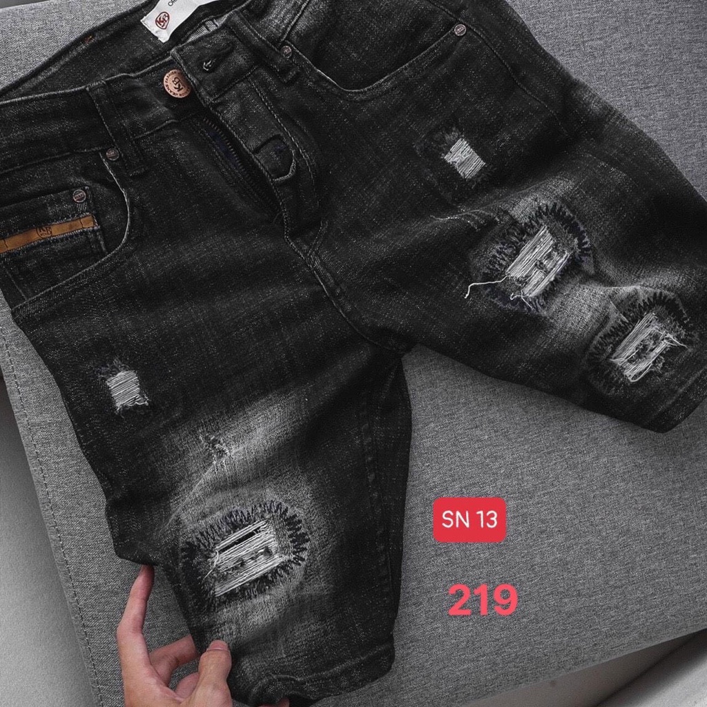 Quần short jean nam rách màu xanh chất bò - quần short jean nam co giãn thời trang cao cấp Luty_shop90 ms219