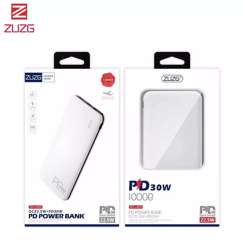 Sạc dự phòng J36S ZUZG 10000mAh PD 30W USB C cho điện thoại lP Huawei Samsung Oppo Vivo