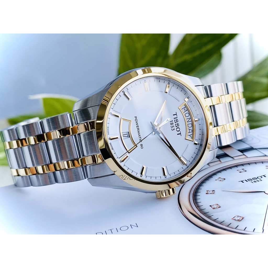 Đồng hồ nam chính hãng Tissot Couturier Day Date Demi Stainless Steel T035.407.22.011.01 - Máy cơ - Kính sapphire