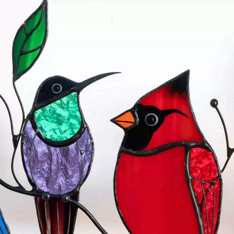 Đồ Trang Trí Cửa Sổ Vẽ Hình Chim Phong Cách Châu Âu Đơn Giản