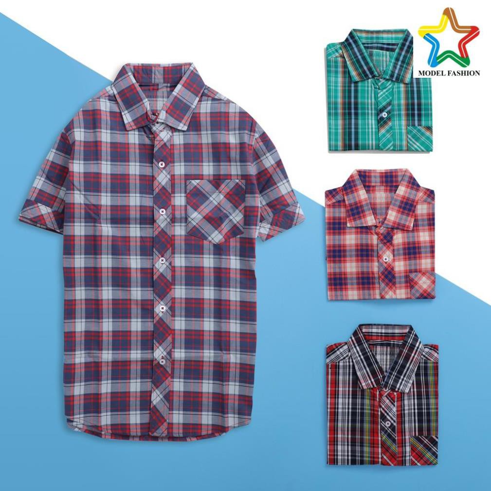 Áo sơ mi nam caro cao cấp ngắn tay Model Fashion haha814