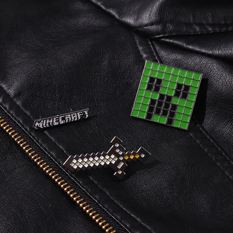 QIHEJEWELRY Minecraft Emblem Lapel Pin Gift for Friends Clothing Accessories
