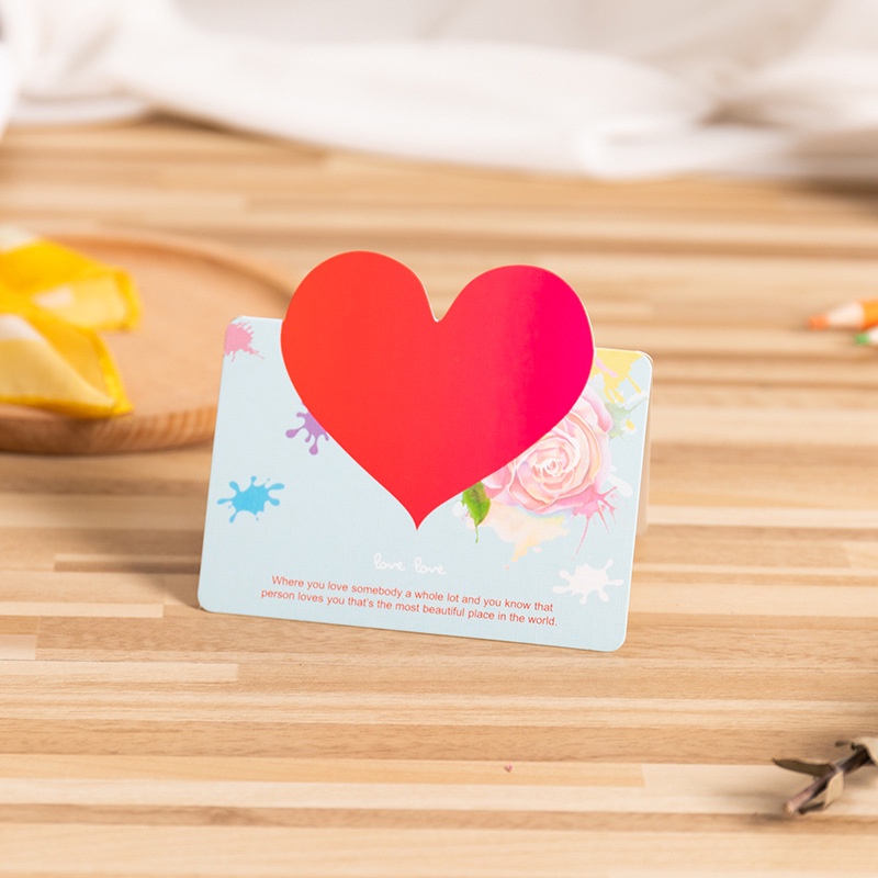 Thiệp 3D Hình Trái Tim Hoa Trang Trí Bánh Kem Ngày Lễ Tình Nhân