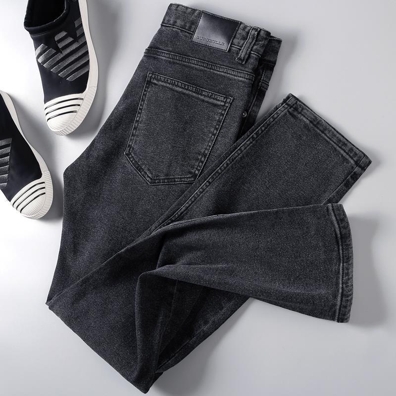 Quần short Jean jogger Vải Denim Sợi Chéo Ba Chiều Màu Xám Khói Thời Trang Thu Đông