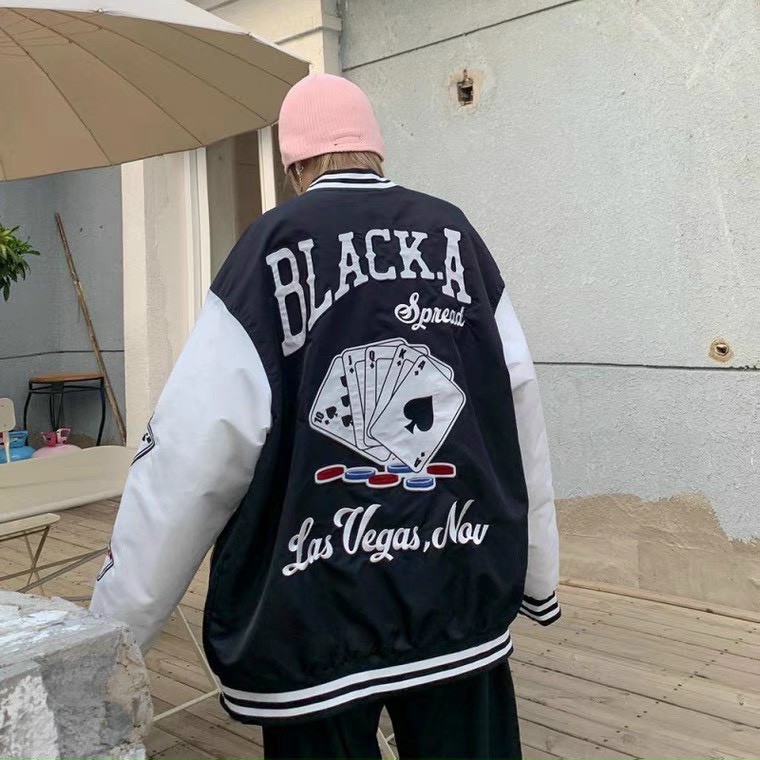 ÁO KHOÁC DÙ BOMBER 2 LỚP TUỔI TEEN IN LÁ BÀI PHONG CÁCH ĐƯỜNG PHỐ-HOT