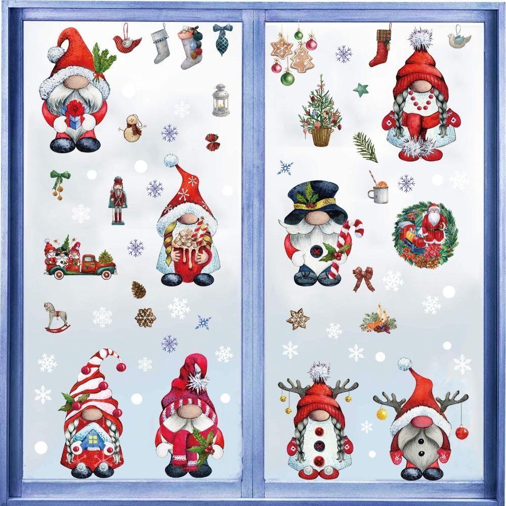 1 Bộ Sticker Dán Trang Trí Giáng Sinh Hình Ông Già Noel Và Bông Tuyết DIY