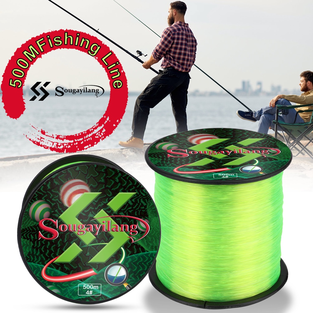 Dây câu cá nylon 500M sức đề kháng tối đa 10KG dây cước bền chính dòng dây câu cá đá siêu mạnh mẽ chống xoăn cứng Dây câ