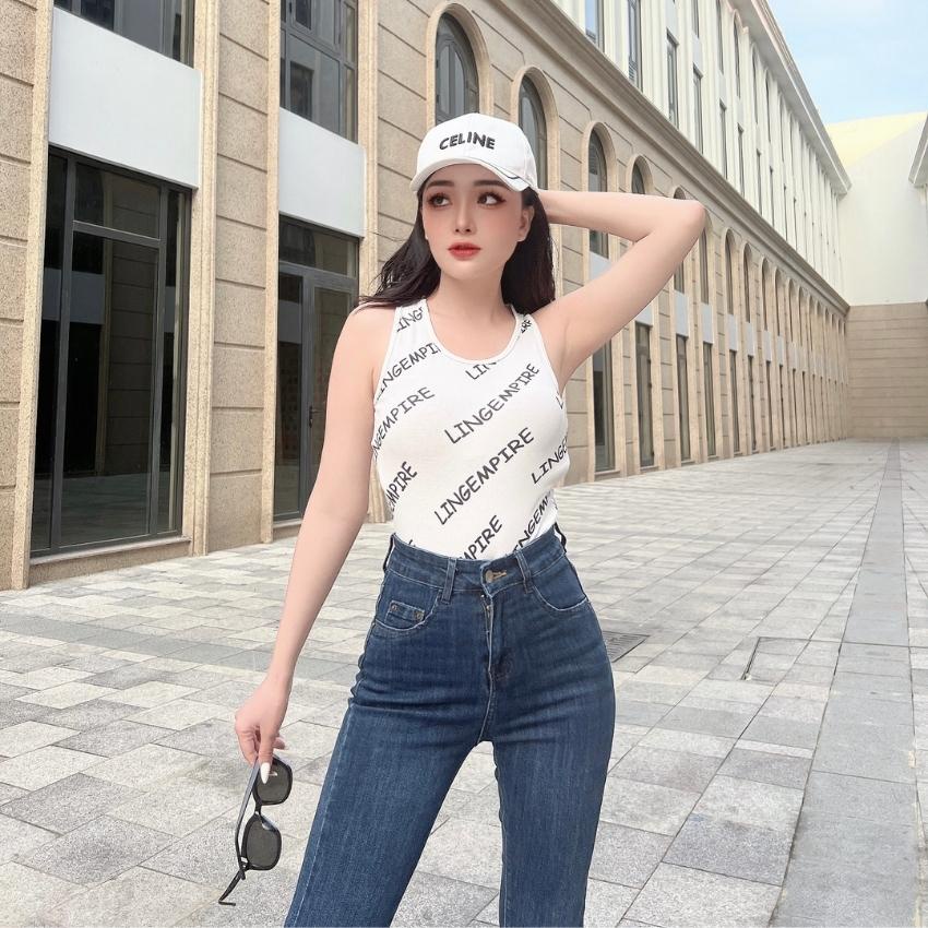Quần jean ống loe Jeanny Jeans nữ lưng cao trơn dài co giãn chất đẹp hàng cao cấp  LY0883
