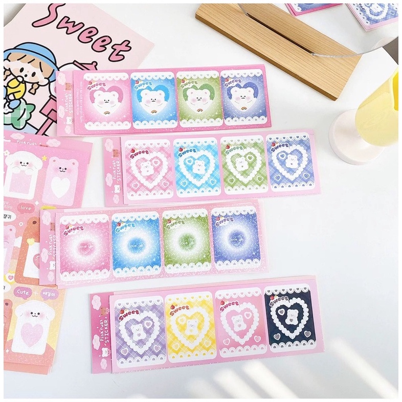 Set photo frame gấu siêu dễ thương_khung dán trang trí card