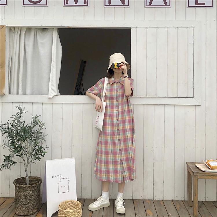 Đầm Dài Qua Gối Họa Tiết Sọc Caro Thời Trang Mùa Hè Mới | BigBuy360 - bigbuy360.vn