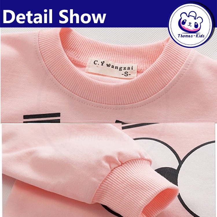 [THOMAS Kids] Áo Cotton Nguyên Chất Dài Tay Dày Dặn Thoải Mái Thân Thiện Với Da Họa Tiết Hoạt Hình Xuân Thu Dành Cho Bé Trai Bé Gái 3 -