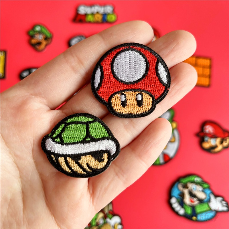 ☸ Super Mario Bros. Miếng Dán Tự Dính Chất Lượng Cao ☸ 1 Miếng Dán Ủi Trang Trí Quần Áo Hình Huy Hiệu