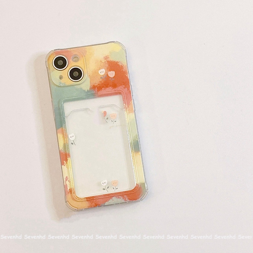 Ốp Điện Thoại Mềm Trong Suốt Có Ngăn Đựng Thẻ Cho iPhone 14 13 12 11 Pro Max X XR Xs Max 8 7 6 6s Plus SE 2020