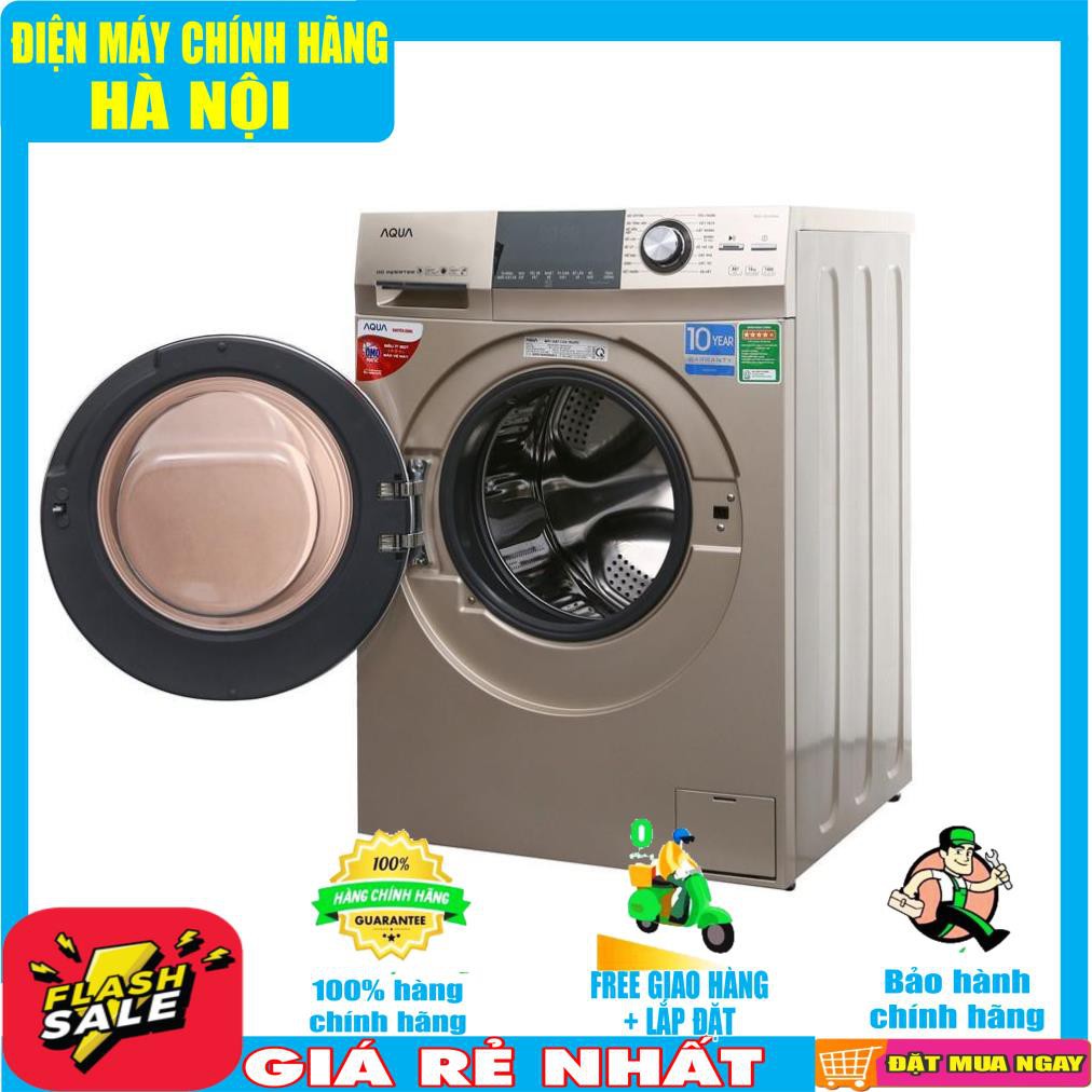 Máy giặt Aqua cửa ngang 10 kg màu vàng kim AQD-DD1000A.N