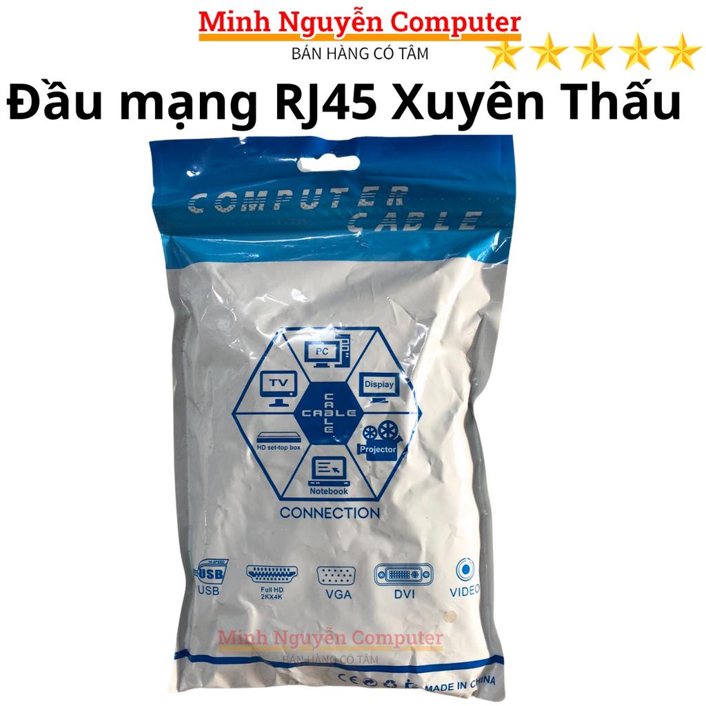 Hạt đầu mạng RJ45 xuyên thấu NITSUMI - Dùng bấm đầu cho dây mạng cat5 cat5E Cat6 Cat6E