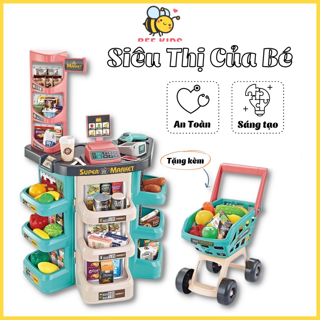 Bộ bán hàng siêu thị kèm xe đẩy nhiều chi tiết cho bé, bộ đồ chơi bán hàng xe đẩy,đồ chơi nhập vai-Beekids