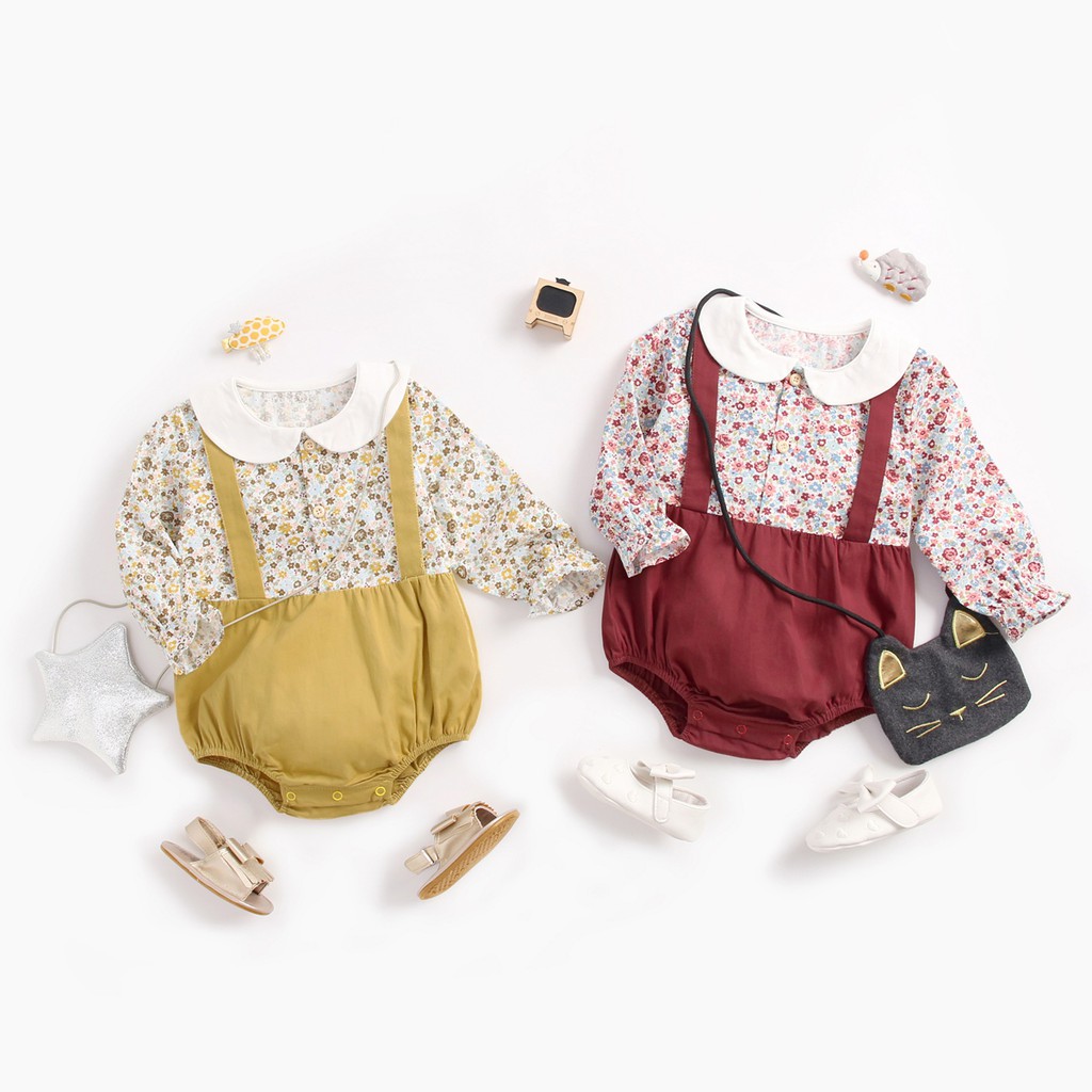 Sanlutoz Áo Liền Thân Sanlutoz Họa Tiết Bông Hoa Màu Đỏ Cho Bé Gái