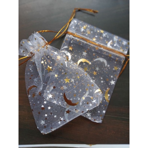Set 10 túi lưới dây rút trăng sao đựng kẹo dùng làm quà tặng đám cưới mỹ phẩm.... tiện ích nhỏ gọn - HaNa
