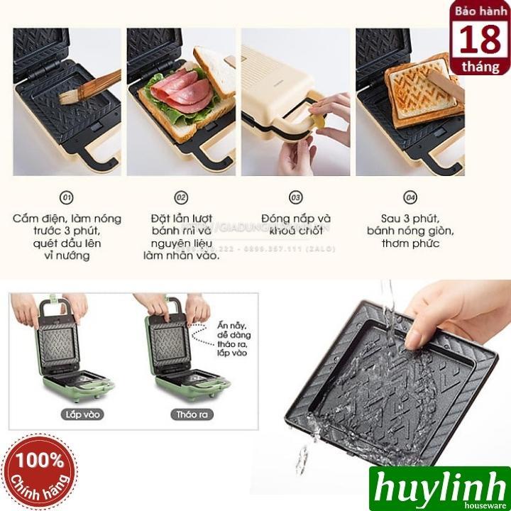 Máy nướng - làm bánh Sandwich, Hotdog Bear DBC-C06M1 - 2 khay nướng - 600W