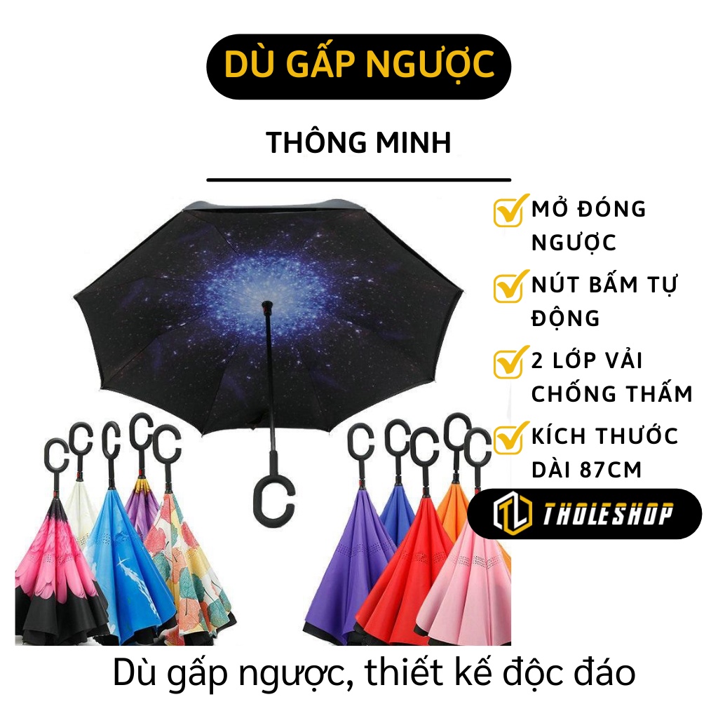 Dù Mở Ngược - Ô Dù Gấp Ngược Thông Minh, Cán Cầm Chữ C Tiện Lợi, Chống Nắng, Mưa 6756