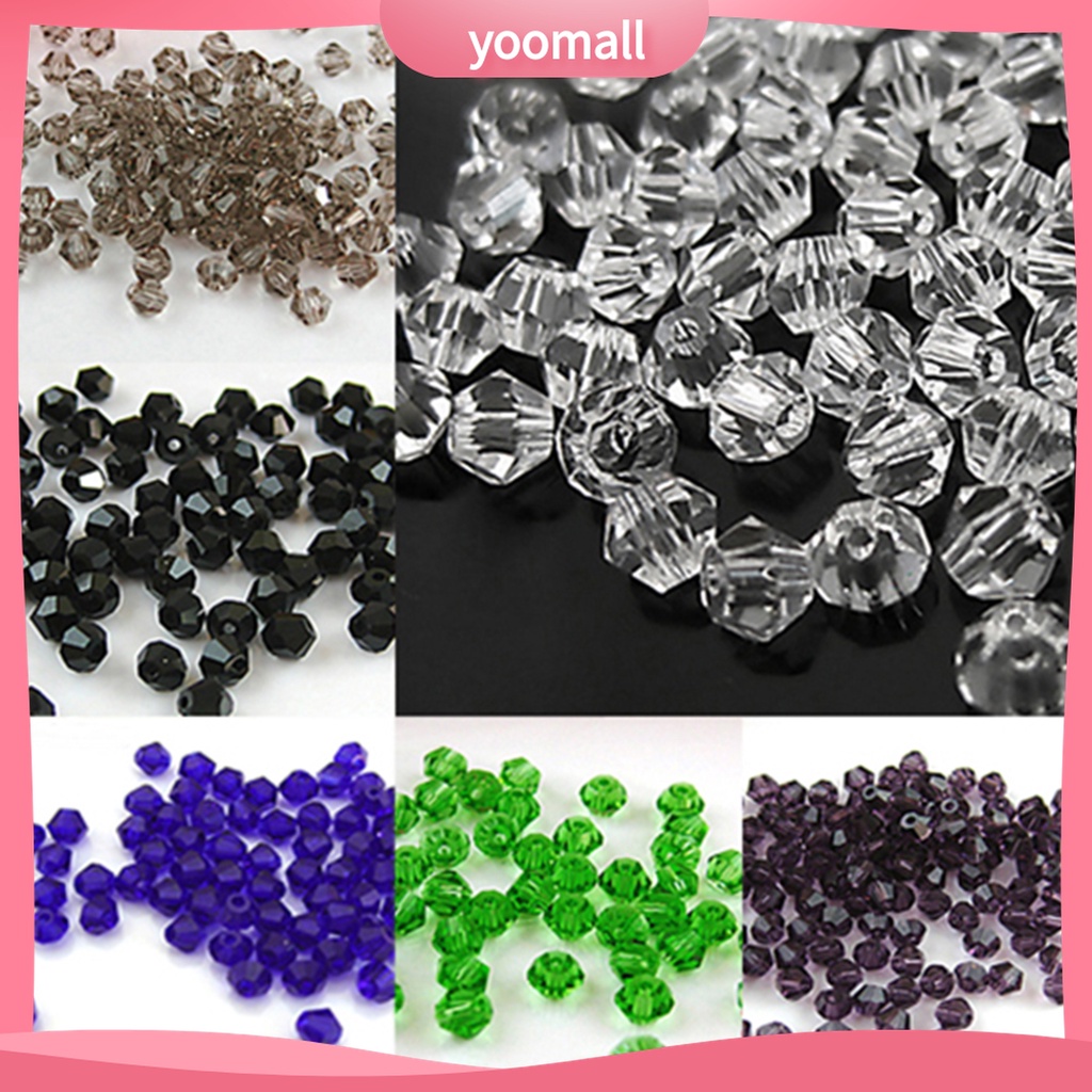 Bộ 100 Hạt Pha Lê Nhân Tạo 4mm Dùng Làm Trang Sức