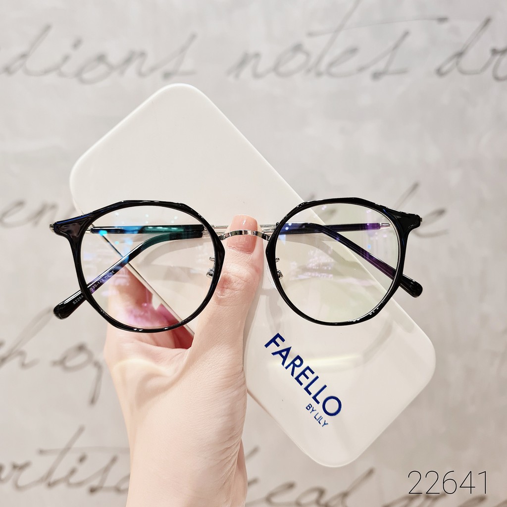 Kính mắt nữ cao cấp LILYEYEWEAR mắt tròn to cá tính càng kính mảnh màu sắc thời trang 22641