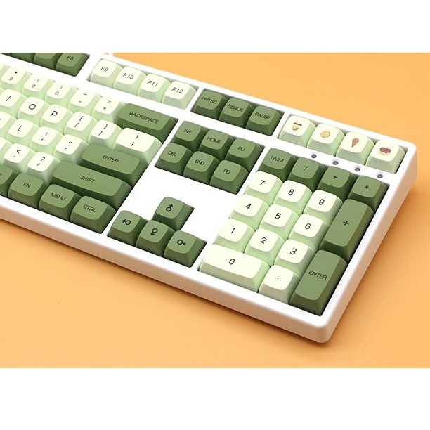 Bộ keycap XDA PBT Matcha Trà Xanh 125 nút in Dye-Sub Font chữ to ( hỗ trợ layout 61 64 87 104 108 Phím )