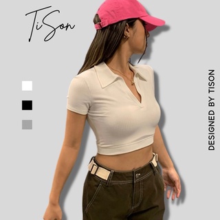 Áo Croptop POLO Nữ Kiểu Ôm Ulzzang Tison, Áo Phông croptop Nữ có cổ ngắn tay nhiều màu