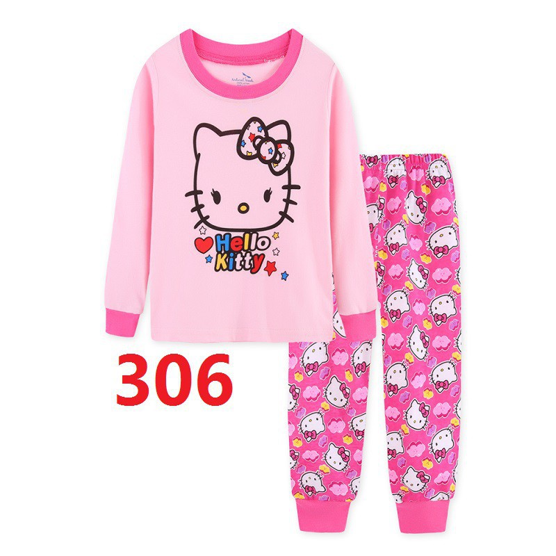 Bộ Pijama Tay Dài + Quần Dài Hình Hello Kitty Cho Bé Gái