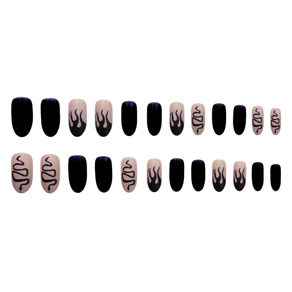 Set 24 móng tay giả đen dài nhọn thiết kế hottrend Jojo PD267 móng giả nailbox rẻ đẹp thời trang sang chảnh