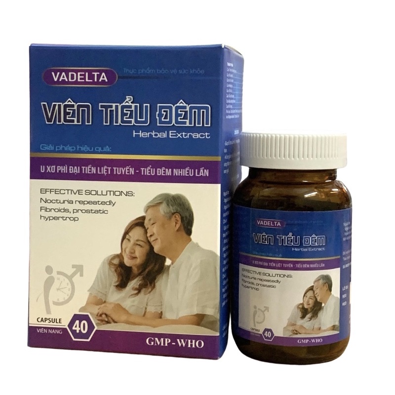 Viên Tiểu Đêm VADELTA Vinaphar- Lọ 40 viên- Giúp bổ thận, ấm bàng quang, tăng cường chức năng thận