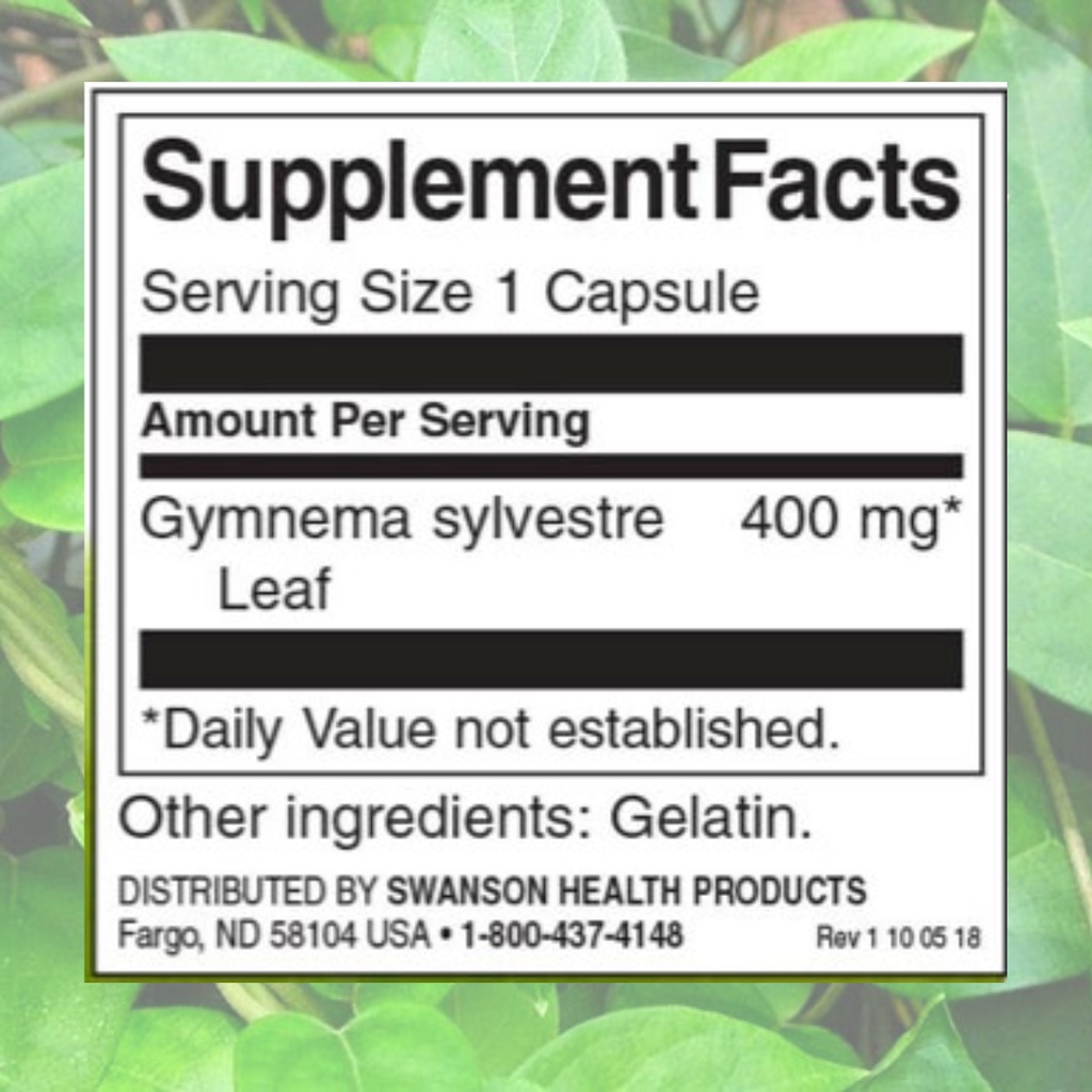 Viên uống dây thìa canh Gymnema Sylvestre Leaf Swanson giúp ổn định đường huyết hàng Mỹ 100 viên.