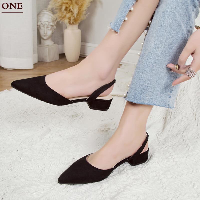 Giày sandal cao gót nữ LTS77 9 phân, 2 màu đen, trắng gắn nơ thời trang 2023